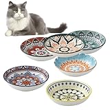 Katzennapf, Flache Futternapf Katze, set von 6 bunten Katzen Futternapf. Katzennapf Flach, 5,5 zoll Katzennäpfe, Fressnapf Katze geeignet für Wasser, Trockenfutter und Nassfutter