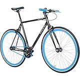 Galano 700C 28 Zoll Fixie Singlespeed Bike Blade 5 Farben zur Auswahl, Rahmengrösse:56 cm, Farbe:Schwarz/Blau