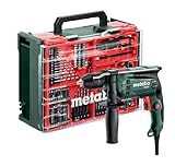 metabo Schlagbohrmaschine SBE 650 Set - 650 W, 10 Nm, inkl. 78-tlg. Zubehör im Koffer - Bohrmaschine für Beton, Holz, Stahl & Mauerwerk - Schnellspannbohrfutter, Rechts-/Linkslauf, Vario-Elektronik