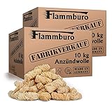 FLAMMBURO (20kg = ca. 1600 Stück) Anzündwolle für Kamin, Ofen und Grill – Ökologischer Holzanzünder, Kaminanzünder, Grillanzünder, Anzünder Holzwolle Varianten: (3kg) / (5kg) / (10kg) / (15kg)