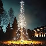 Lunartec Weihnachtsbaum Outdoor: LED-Metall-Tannenbaum, Stern, für außen, 180 cm, 500 LEDs, IP44 (Weihnacht Baum künstlich mit LED, Lichtpyramide)