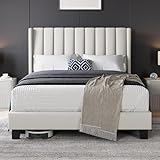 Yaheetech Polsterbett 140 x 200 cm Bettrahmen Stabiles Doppelbett Familienbett Gepolstertes Bettgestell Bett mit Stauraum für Schlafzimmer Gästezimmer, Beige