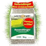 versando 5kg Rasendünger Frühjahr bis 250m²: verdrängt Moos und Unkraut für gesunden sattgrünen Rasen Frühjahrsdünger mit Sofortwirkung - Premium Qualität