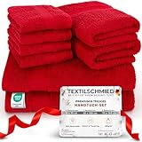 Textilschmied 8-TLG. Handtuch Set mit Aufhängeschlaufe für Badezimmer aus 100% Baumwolle- Oeko TEX 100 - weich, saugstark, lichtbeständig & langlebig - 2 Badetücher, 2 Handtücher, 4 Waschlappen