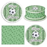 Tortenaufleger Fußball,1 Stück Essbar Tortendeko Ø 20 cm+4 Stück Tortenband Essbare 24cm x 5cm,Tortendeko Fussball Essbarer,Tortenaufleger Fußballfeld,Kuchen Dekoration für Kinder Jungen Geburtstag
