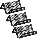 Hamosky Metallgitter-Visitenkartenhalter für Schreibtisch Büro-Visitenkartenhalter Mesh Collection Organizer für Visitenkarten, Kapazität 50 Karten, schwarzes Mesh-Visitenkarten-Display, 3er Pack
