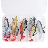 Realure 8 Stück/Box Gummifische Angelköder Set, Lebendige Weiches Angelköder, Gummiköder Einschließen Hecht Köder, Barsch Köder, Spinnfischen Köder, 3D-Augen Kunstköder für Süßwasser, Salzwasser