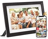 Frameo Digitaler Bilderrahmen WLAN, FUMAT 10.1 Zoll Elektronischer Bilderrahmen Digital 32 GB Speicher, Einfache Teilen von Fotos und Videos über Frameo App, Automatische Drehung,IPS HD Touchscreen