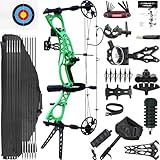 CENWTY 0-70 LBS Compound Bogen Set Erwachsene, Zuglänge 18'-30', Bogenschießen Jagdbogen mit allem Zubehör für Bogenschießen Jagd Zielschießen Praxis LRT/RTH (Grün)