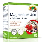 SUNLIFE Magnesium 400 + B-Komplex Sticks - 1x20 Pulver Sticks - Pfirsich-Maracuja Geschmack - Magnesium für Muskeln, Nerven & Energie - Magnesium Direkt Sticks - Magnesium Pulver vegan