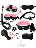 QiKKago 10-StüCk-Set Klassisches SüßEs Rosa Weiches Nylon Schlafzimmer-Fitness-Multifunktions-Set Mit Rosa Nylon-Armband Und Schlaf-Augenbekleidung -D31