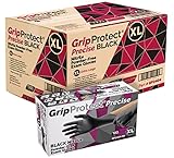 GripProtect® Präzise schwarze Nitril-Untersuchungshandschuhe, 4 mm, chemobewertet, Lebensmittel, Zuhause, Krankenhaus, Strafverfolgung, Tattoo, Größe XL, 1.000 Stück