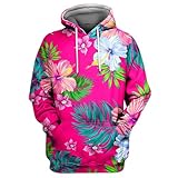 Générique Damen-Sweatshirt, Kapuzenpullover, bedruckt, Hawaii-Blumen, Sweatshirt, Damen, Langarm, Herbst, Winter, Top, Bluse, super weich, Damenpullover, Oversize, #944, 38