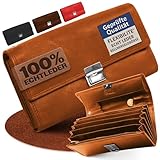 FLEXIBILITE Kellner Geldbörse Kellnerportemonnaie Echt Leder Zertifiziert [2025] RFID | Kellnerbörse Kellnergeldbeutel aus Leder | Bedienungsgeldbeutel Taxi Portemonnaie Cognac