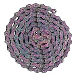 Smandy Fahrräder und Zubehör Bunte Galvanisierte 8-Gang-Fahrradkette mit Eingebetteter Welle 116 Glieder für Rennrad-Mountain-Racing-Radfahren Rostbeständige, Empfindliche 8-Gang-Kette