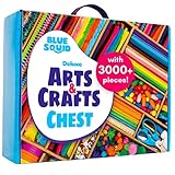 Blue Squid Bastelset für Kinder - 3000Pcs Bastelbox - Riesiger Bastelwagen für Kinder Bastelbedarf - Basteln für Kinder ab 4,5,6,7,8,9,10,11,12 Jahre - Bastel Set voller Deluxe Bastelsachen