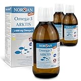 NORSAN Premium Omega-3 Arktis Dorschöl hochdosiert 3x 200 ml - 2.000 mg Omega-3 pro Portion mit Zitronengeschmack - Fischöl mit EPA & DHA - Premium Öl 800 IE Vitamin D3
