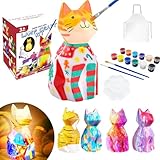 Oskuglin Bastelset 3D Katzen-Lampe zum Bemalen Kreatives DIY Malset für Kinder, Personalisierbare Nachttischlampe für Mädchen & Jungen ab 6 Jahren