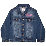 Barbie Jeansjacke für Mädchen mit Knopfleiste – modische Jeansjacke mit Aufdruck für Kinder, Tiefes Blau, 10-12