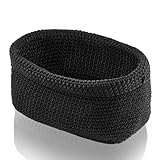 Aufbewahrungskorb Schwarz, Handgewebter Häkelkorb aus Baumwollseil, Stylischer Strickkorb für Deko, Bad Körbchen, Handtuchkorb für Handtücher, Kosmetik, Spielzeug und Bücher (21 × 13 × 15,5 cm)