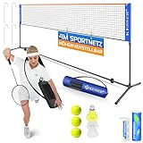 KESSER® Badmintonnetz Tennisnetz | Federballnetz 3-Fach-Höhenverstellbar 107/120/155cm, stabiles Gestell, Set mit Netz, 3X Federball & 3X Tennisball, Montagezubehör, Transporttasche, Indoor & Outdoor