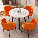 Modernes rundes Esstisch-Set mit 4 Stühlen, schwarzes Metallbein-Design für Zuhause und Restaurant
