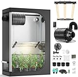 MINENICE Growzelt Komplettset mit M2000 LED Vollspektrum Grow Lampe 60x120x180cm Grow Tent 4' 215 CFM 3000RPM Ruhiges und Effizientes Belüftungssatz, 4-Gang-Lüfter, Hydroponics Indoor Growing Tent Set