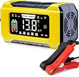 15A Autobatterie Ladegerät, 12V 24V Batterie Ladegerät 9-stufiges Intelligentes Ladegerat Autobatteri mit LCD-Bildschirm für Auto, AGM, Gel Blei-Säure-Batterien und LiFePO4-Batterien