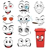 10 Blätter Mülltonnen Aufkleber 30 * 20cm Mülleimer Aufkleber Dekorative Wand Aufkleber Augen und Mund DIY Großes Aufkleber für Kühlschrank Eimer Mund-DIY- Aufkleber für Eimer