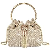 TOPALL Clutch Glitzer Damen,Silber Abendtasche,Handtasche Diamant Tasche Schultertasche Silber mit Reißverschluss, Strasssteine Clutches Brieftaschen Umhängetasche für Party Freizeit Date(B-Gold)