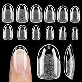 UNA GELLA Oval Nail Tips 120 Stück 12 Größen Short Oval Almond Soft Gel Nail Tips, Vollabdeckung Klare Acryl-Kunstnägel, Press-On Nageltips für Gelnägel, DIY Nail Extensions für Zuhause & Salon