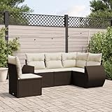 QJBSAVVA 5-TLG. Gartenmöbel Set aus braunem Poly-Rattan Ecksofa Mittelsofa Sofa Armlehnen 62x62x69 cm UV-beständig modular für Balkon Terrasse Garten Lounge
