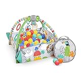 Bright Starts, Erlebnisdecke & Bällebad mit 40 Bällen 5in1 Your Way Ball Play - Totally Tropical, Spieldecke mit Spielbogen, 20+ Min Licht und Musik, Krabbeldecke mit 7 Spielzeuge, ab der Geburt