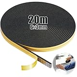 SWTYExt 20m Moosgummi Selbstklebend 6mm(B) x3mm(D) Dichtband Selbstklebend Schaumstoffstreifen Dichtung Selbstklebend Moosgummi Dichtung Schaumstoffband Schwarz für Fenster Tür Kochfelder