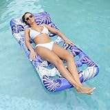 ZHODADA Aufblasbares Schwebebett Luftmatratze für Pool, 180 x 80cm Übergröße Aufblasbare Matratze für Erwachsene Luftmatratze Pool Aufblasbarer Wasserhängematte Hängematte Aqua Schwimmbett (Blau)