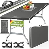 tillvex Gartentisch 220x70cm klappbar Kunststoff | Buffettisch mit Tragegriff | Klapptisch für Garten Terrasse und Balkon | Campingtisch 10 Personen
