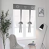 SIMPVALE 1 Stück Raffrollo Vorhang – Stickerei Raffrollo Schatten – Durchsichtige Vorhänge Tüll Panels Fenster Abdeckung für Schlafzimmer, Badezimmer, Küche, grau, Width 100cm / Height 140cm