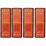 AGRISHOP 4x Rechteckige Reflektoren zum Kleben Orange Eckige Reflektoren Selbstklebend Katzenauge Anhänger Reflektor für Zaun Wohnwagen Traktor
