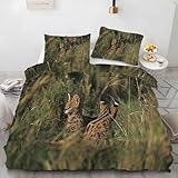 GrüNer FrüHling Bettwäsche 220x240 - Serval Katze Wendebettwäsche, Weiche & Atmungsaktiv Microfaser Bettbezug + 2 Kissenbezug 80x80, Angenehme bettwäsche-Sets, 3 Teiligmit Reißverschluss 0317N2028