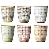 Bloomingville Becher Carla - Kaffeetassen Teetasse ohne Henkel, rot orange blau grün, Keramik, 6er Set