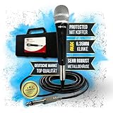 TronicXL Mikrofon Set dynamisch 5 Meter langes Kabel Klinke Stecker 6,35mm Universal Handmikrofon Microphone Singen Moderation Bühne Karaoke Hochzeit Gesang Gesangsmikrofon kabelgebunden (Mit Koffer)