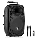 Vonyx Verve46, Akku Partybox Bluetooth Lautsprecher Groß, 1000W, 2 UHF Mikrofonen, MP3, Mobile PA Anlage Komplettset, Party Lautsprecher mit Fernbedienung - Schwarz
