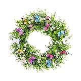 Vartegas Frühlingsschmuck Schmetterlingskranz 45CM Kunstschmetterling Türkranz Mehrzweck Schmuck Für Haustür Innen Außen Mit Wetterfester Haltbarkeit