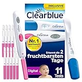 Clearblue Ovulationstest Digital und Schwangerschaftstest - Finde deine 2 Tage mit maximaler Fruchtbarkeit, 10 + 1, Teste die KOSTENLOSE Zyklus-Tracker-App