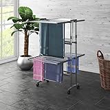 Mokuyary Wäscheständer 2 Etagen mit Rollen Silbern 60x70x106 cm für Waschküche, Schlafzimmer, Wohnzimmer