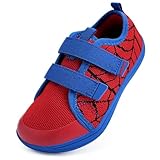 IceUnicorn Kinder Barfußschuhe Breite Zehenbox Jungen Mädchen Hausschuhe Minimalistische Outdoor Traillaufschuhe Walking Schuhe(Rot Blau, 28EU Weit)