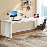 Tribesigns 180 cm Schreibtisch, großer Computertisch PC Tisch Bürotisch mit robustem Metallgestell, Arbeitsstation für Home Office zu Hause Schreibtische, Konferenztisch (ohne Stuhl) (Weiß)