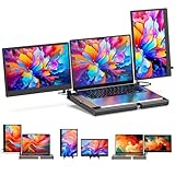 SMISEACOW Tragbarer Monitor für Laptop – 360° Drehung F3 Dreifach tragbarer Laptop Monitor horizontal und vertikal mit Ständer 14 Zoll IPS FHD 1080P für PS5 Kompatibel mit Windows/Mac Laptop/Mini PC
