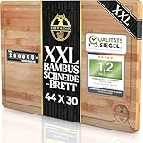 Deer & Oak Schneidebrett Holz – XXL Bambusbrett 44x30x2cm, Vorgeölt & Wasserabweisend, Messerfreundliches Küchenbrett für Fleisch, Gemüse & Brot