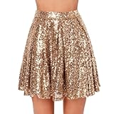 Glitzer Rock Damen Sexy, Pailletten Rock Damen Kurz|A Linien Minirock Quastenrock Paillettenrock Glitzerrock Elastische Taille Karneval Fransen Kurzrock Party Rave FaschingsKostüme Karneval